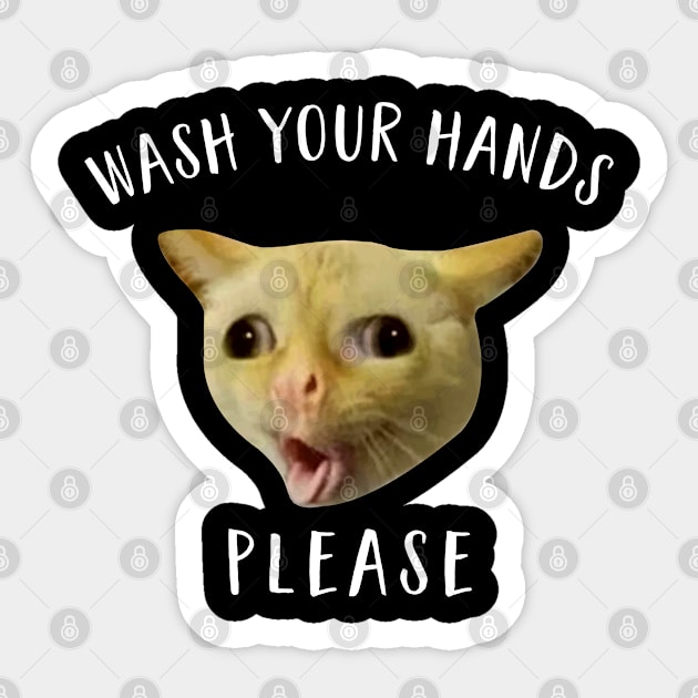 Wash Your Hands Cats Sticker by CreativeShirt